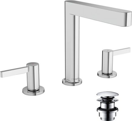 Hansgrohe 3-Loch Waschtischarmatur 160 Finoris, mit Push-Open Ablaufgarnitur, Farbe chrom Bild 2