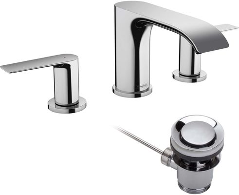 Hansgrohe 3-Loch Waschtischarmatur 95 Vivenis, mit Zugstangen-Ablaufgarnitur, Farbe chrom Bild 2