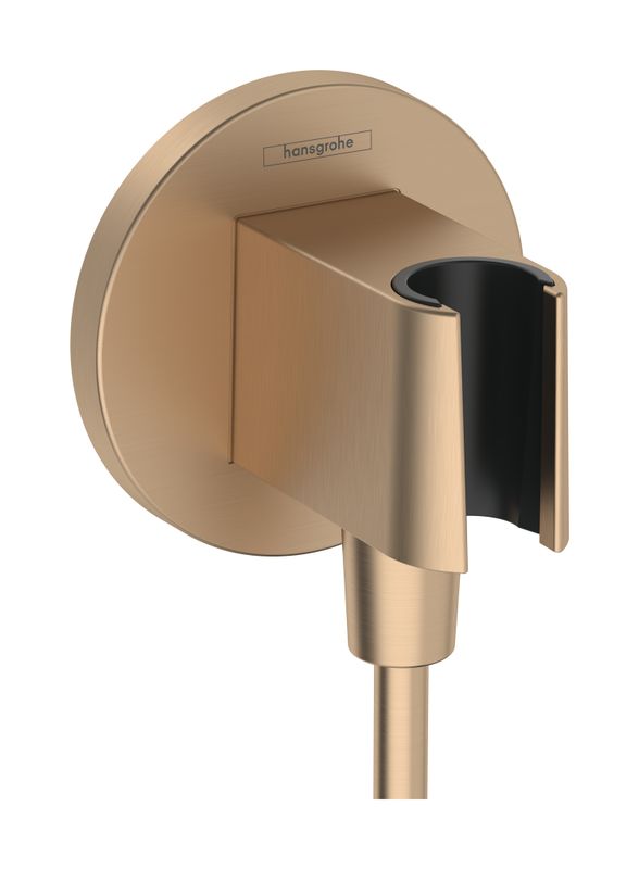 Hansgrohe Wandanschlussbogen FixFit S Porter KS, mit Handbrausehalter, brushed, Farbe bronze Bild 1