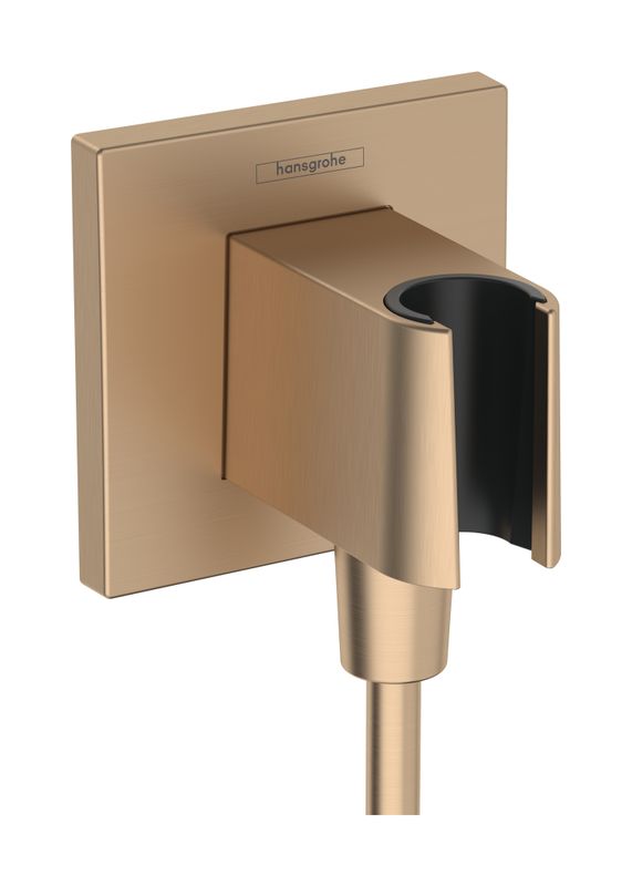 Hansgrohe Wandanschlussbogen FixFit E Porter KS, mit Handbrausehalter, brushed, Farbe bronze Bild 1