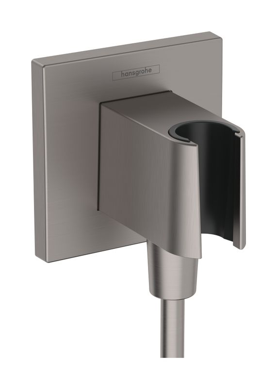 Hansgrohe Wandanschlussbogen FixFit E Porter KS, mit Handbrausehalter, brush, Farbe black chrome Bild 1