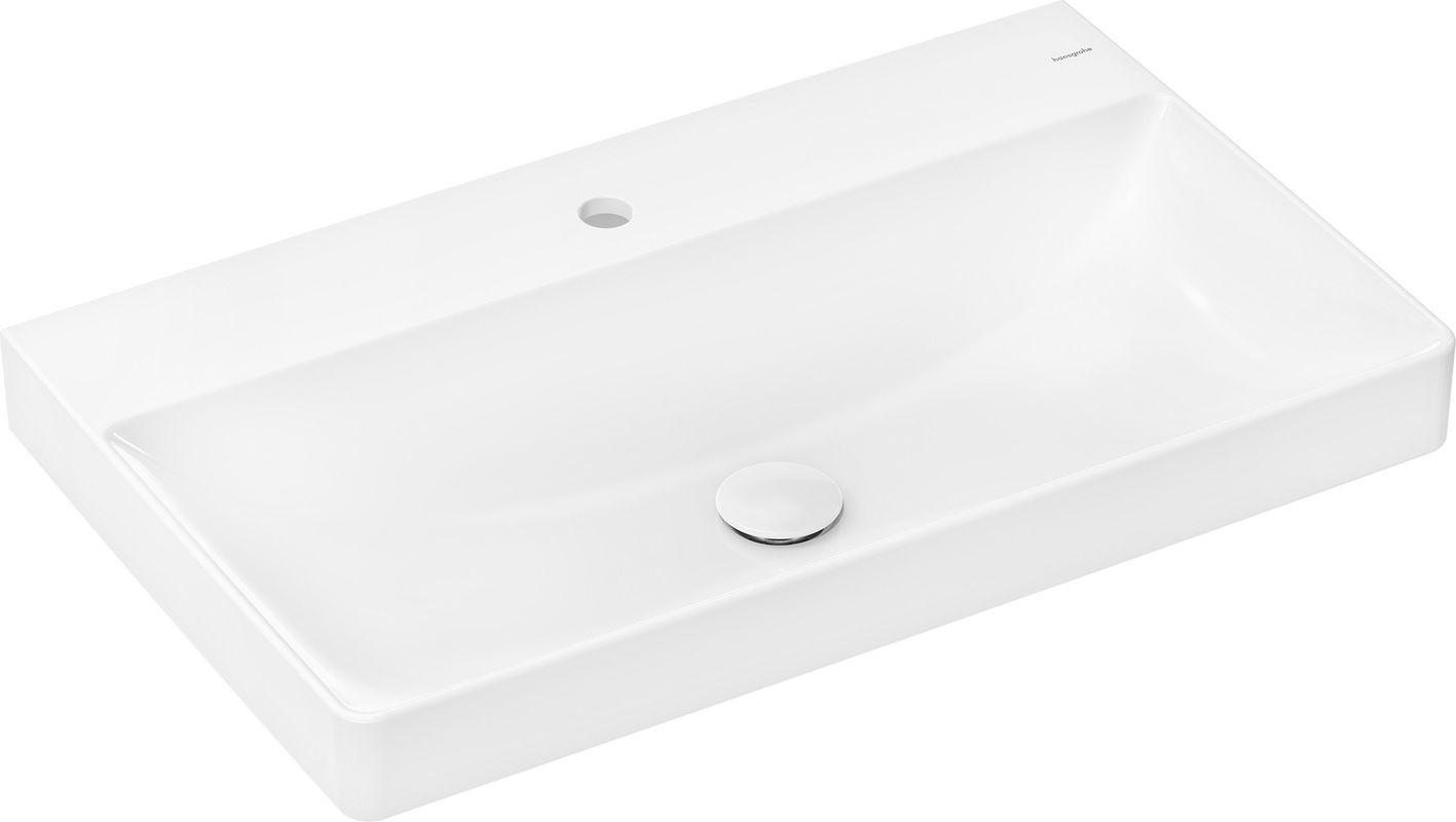 Hansgrohe Aufsatzwaschtisch ge Xelu Q 800 x 480 mm mit Hahnloch ohne Überlauf SmartClean weiss, 130 x 480 mm, Farbe weiß Bild 1