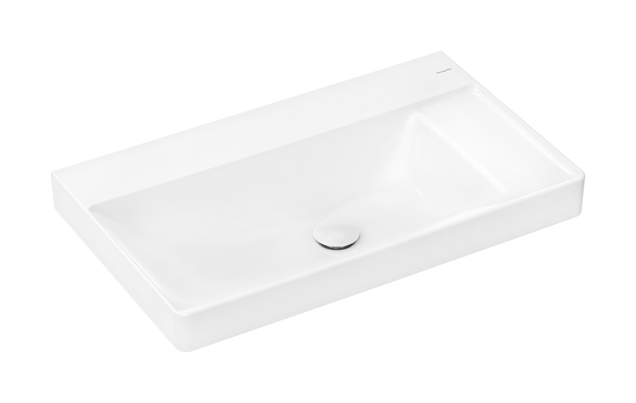 Hansgrohe Waschtisch Xelu Q 800 x 480 mm mit Ablag.re.ohne Hahn./Überl.SmartClean weiss, 130 x 480 mm, Farbe weiß Bild 1