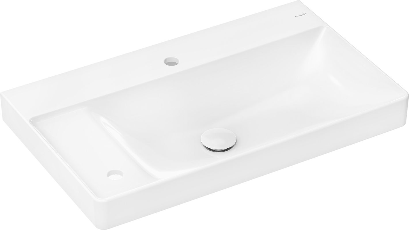 Hansgrohe Waschtisch Xelu Q 800 x 480 mm mit Abla.links / 2 Hah.ohne Ül.SmartClean weiss, 130 x 480 mm, Farbe weiß Bild 1