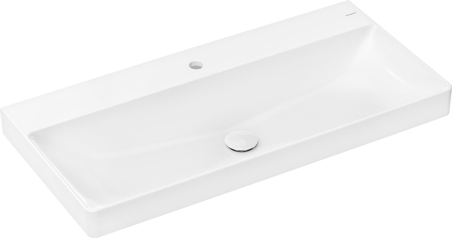 Hansgrohe Waschtisch Xelu Q 1000 x 480 mm mit Hahnl.ohn.Überlauf, SmartClean weiss, 130 x 480 mm, Farbe weiß Bild 1