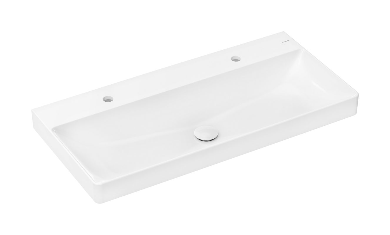 Hansgrohe Waschtisch Xelu Q 1000 x 480 mm mit 2 Hahnlöcher ohne Überlauf SmartClean we, 130 x 480 mm, Farbe weiß Bild 1