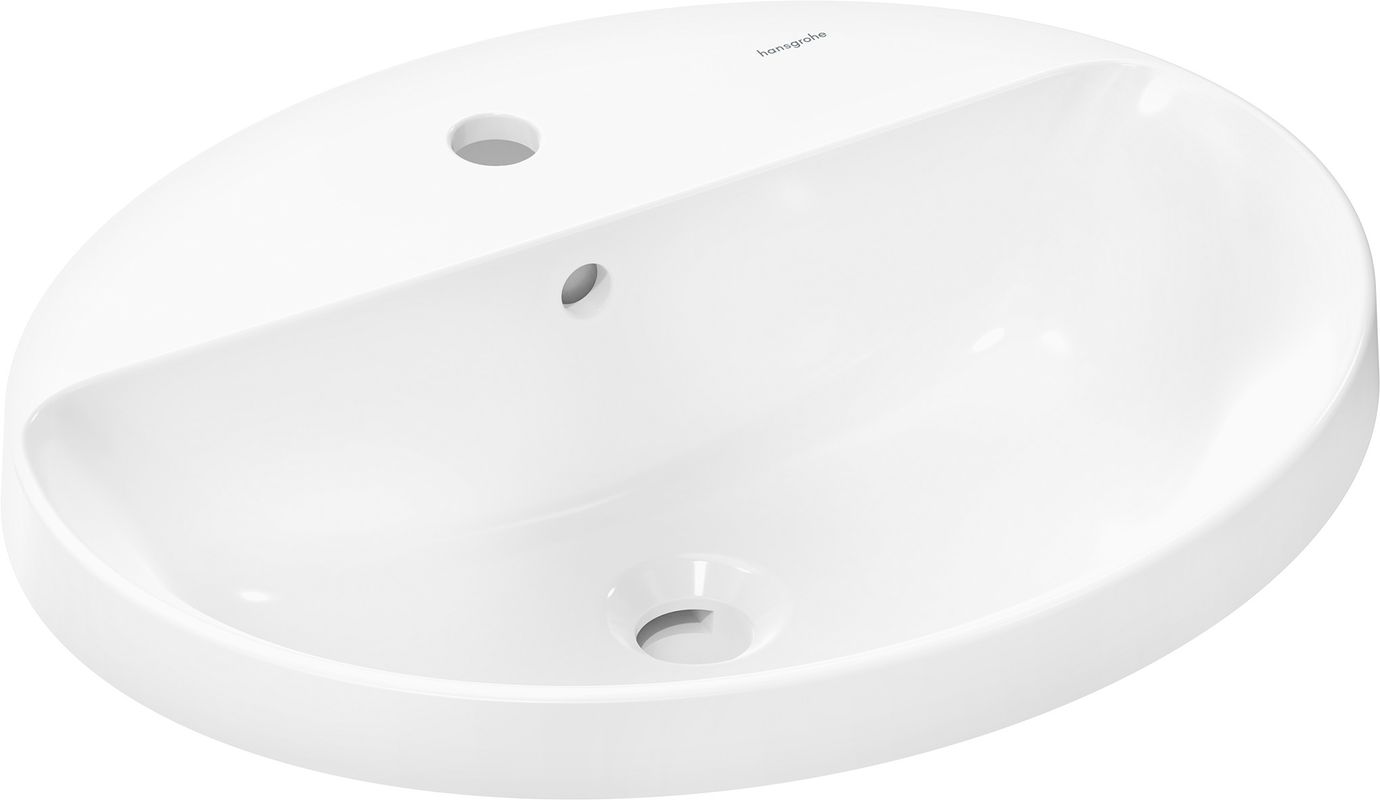 Hansgrohe Einbauwaschtisch Xuniva D 550 x 450 mm mit Hahnloch u.Überlauf SMC weiss, 175 x 450 mm, Farbe weiß Bild 1