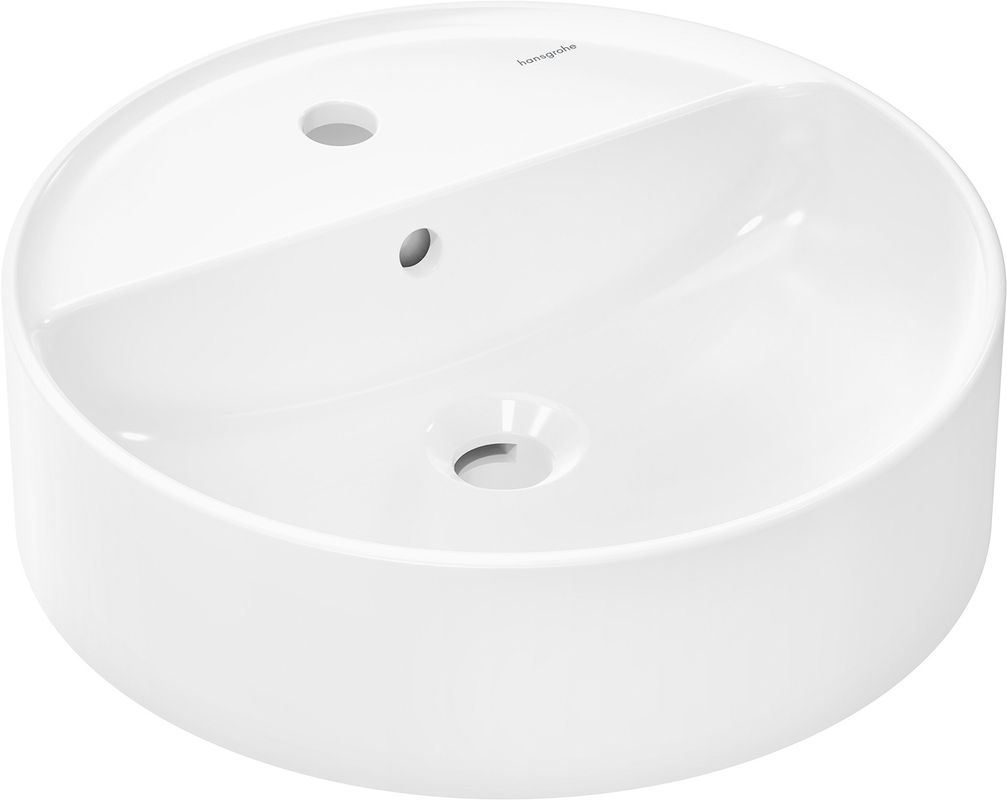 Hansgrohe Aufsatzwaschtisch Xuniva S 450 x 450 mm mit Hahnloch u.Überlauf SMC weiss, 145 x 450 mm, Farbe weiß Bild 1