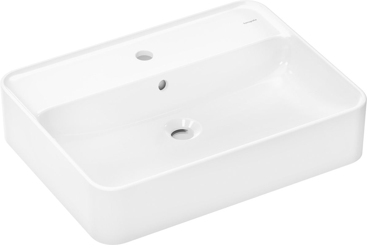 Hansgrohe Aufsatzwaschtisch Xuniva Q 600 x 450 mm mit Hahnloch u.Überlauf SMC weiss, 145 x 450 mm, Farbe weiß Bild 1
