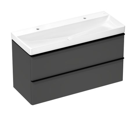 Hansgrohe Doppelwaschtisc.Xelu Q 1200 x 480 mm 2 Hahnlöcher ohne Überlauf SmartClean weiss, 130 x 480 mm, Farbe weiß Bild 2