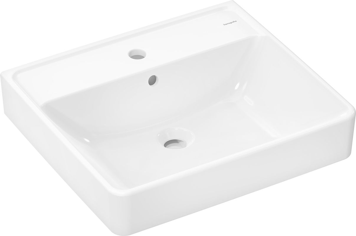 Hansgrohe Aufsatzwaschtisch geschli.Xanuia Q 550 x 480 mm mit Hahnloch / Überlauf weiss, 170 x 480 mm, Farbe weiß Bild 1