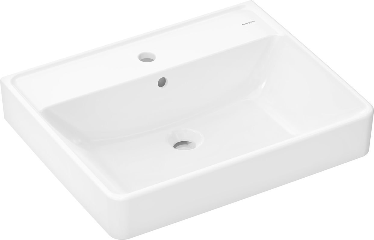 Hansgrohe Waschtisch Xanuia Q 600 x 480 mm mit Hahnlo.u.Überl.SmartClean weiss, 170 x 480 mm, Farbe weiß Bild 1