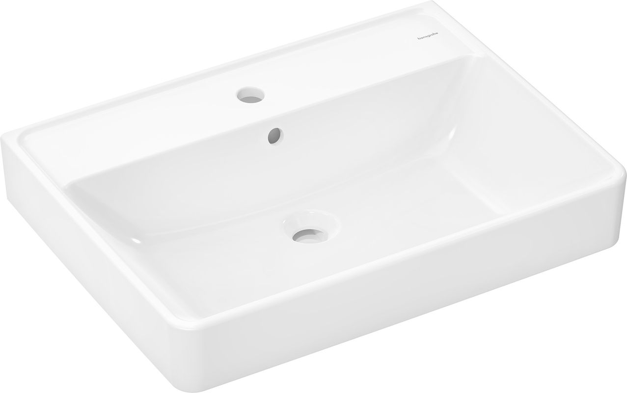 Hansgrohe Aufsatzwaschtisch geschli.Xanuia Q 650 / 480 mm, mit Hahnloch u.Überlauf weiss, 170 x 480 mm, Farbe weiß Bild 1
