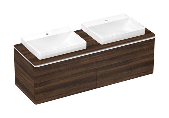 Hansgrohe Waschtischunterschrank Xelu Q NBD 1560 x 540 mm mit 2SK für Kons.mit AWT ge MW, 495 x 1560 x 570 mm, Farbe nussbaum dunkel Bild 2