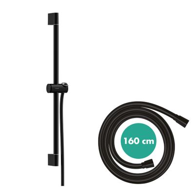 Hansgrohe Brausestange Unica / Pulsify 650 mm, mit Push Schieber und Brauseschlauch MSW, 669 mm, Farbe schwarz Bild 2