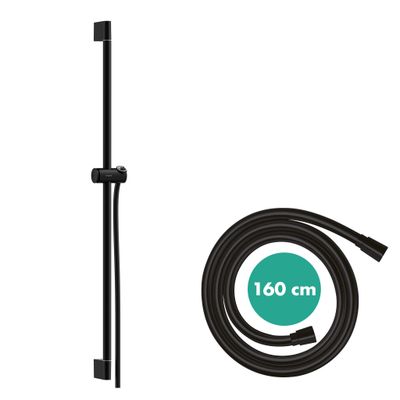 Hansgrohe Brausestange Unica / Pulsify 900 mm, mit Push Schieber und Brauseschlauch MSW, 959 mm, Farbe schwarz Bild 2