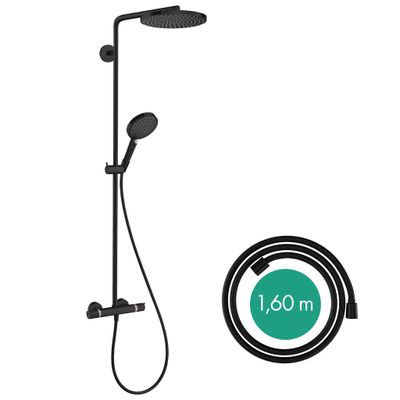Hansgrohe Showerpipe Raindance Select S240 1jet, PowderRain, KB 240 mm, matt, 1109 x 305 x 582 x 582 mm, Farbe schwarz Bild 2