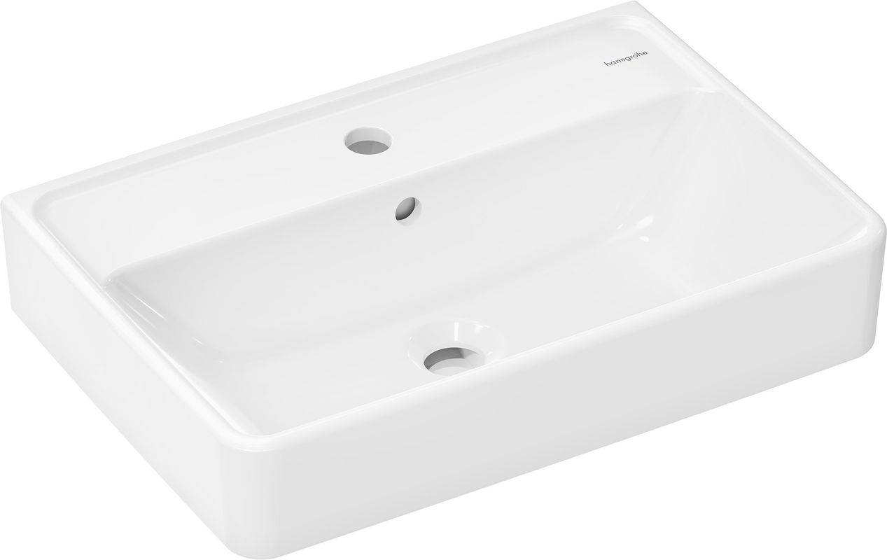 Hansgrohe Waschtisch Compact Xanuia Q 550 x 370 mm, mit Hahnloch und Überlauf weiss, 165 x 370 mm, Farbe weiß Bild 1