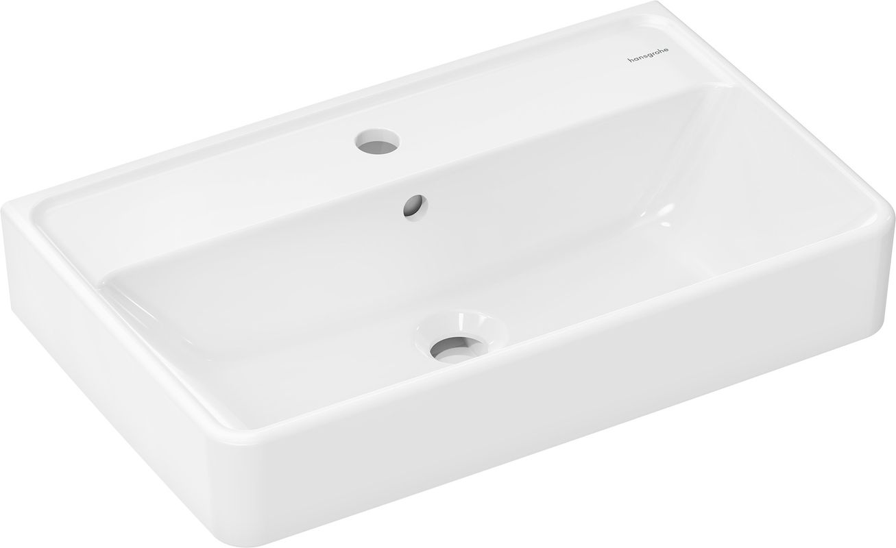 Hansgrohe Waschtisch Compact Xanuia Q 600 x 370 mm, mit Hahnloch und Überlauf weiss, 165 x 370 mm, Farbe weiß Bild 1