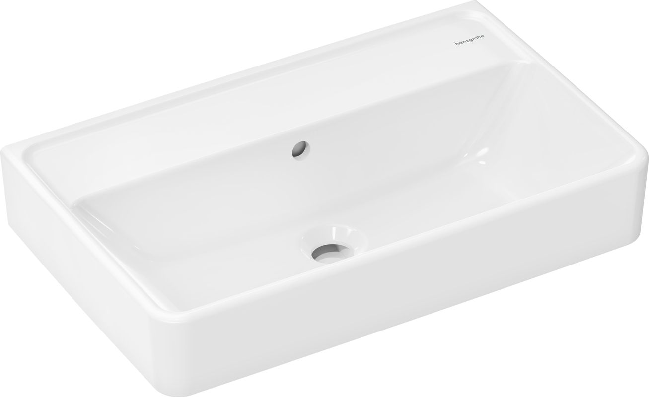 Hansgrohe Waschtisch Compact Xanuia Q 600 x 370 mm, ohne Hahnloch mit Überlauf weiss, 165 x 370 mm, Farbe weiß Bild 1