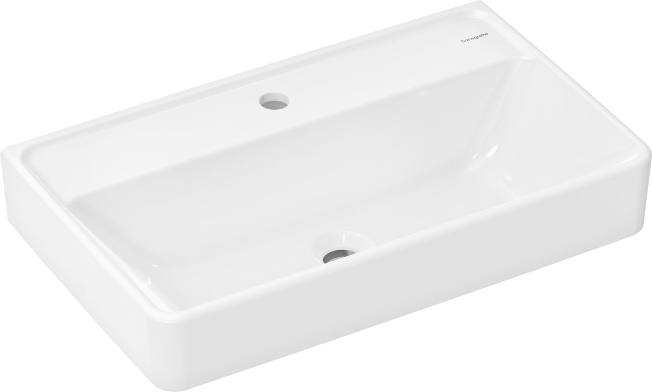 Hansgrohe Waschtisch Compact Xanuia Q 650 x 390 mm mit Hahnloch, ohne Überlauf, SmartClean weiss, 170 x 390 mm, Farbe weiß Bild 1