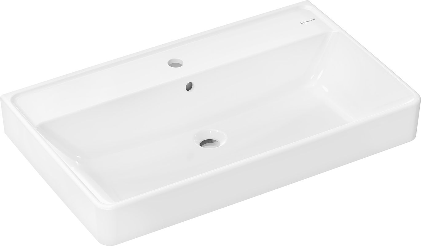 Hansgrohe Aufsatzwaschtisch geschli.Xanuia Q 800 / 480 mm, mit Hahnloch u.Überlauf weiss, 170 x 480 mm, Farbe weiß Bild 1
