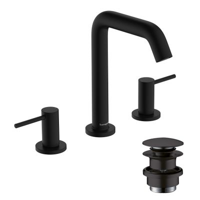 Hansgrohe 3-Loch WTA 150 Tecturis S, mit Push-Open Ablaufgarnitur MSW, Farbe schwarz Bild 2