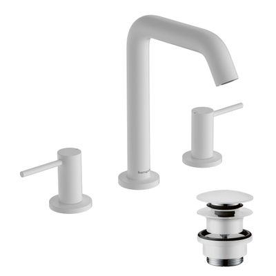 Hansgrohe 3-Loch WTA 150 Tecturis S, mit Push-Open Ablaufgarnitur MW, Farbe weiß Bild 2