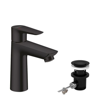 Hansgrohe Einhebel-Waschtischmischer 110, CoolStart, mit Ablaufgarnitur, Ausladung 112 mm, schwar, Farbe schwarz Bild 3