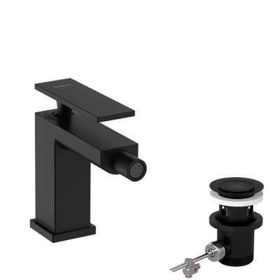 Hansgrohe Bidetmischer Tecturis E, mit Zugstangen-Ablaufgarnitur MSW, Farbe schwarz Bild 2