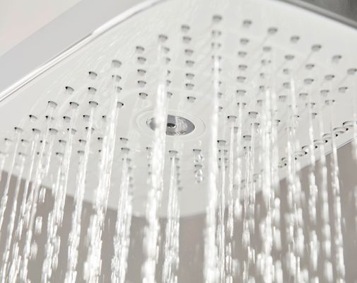 Hansgrohe Showerpipe Raindance Select E300 3jet, KB, HB u.Thermostat AP, weiss, 1218 x 718 x 466 x 386 mm, Farbe chrom Bild 15