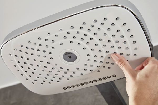 Hansgrohe Showerpipe Raindance Select E300 3jet, KB, HB u.Thermostat AP, weiss, 1218 x 718 x 466 x 386 mm, Farbe chrom Bild 18