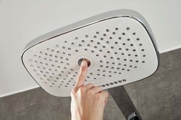 Hansgrohe Showerpipe Raindance Select E300 3jet, KB, HB u.Thermostat AP, weiss, 1218 x 718 x 466 x 386 mm, Farbe chrom Bild 19
