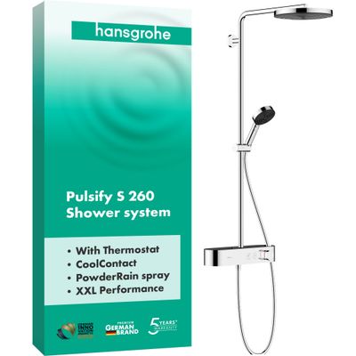 Hansgrohe Showerpipe Pulsify 260 1-strahlig, mit AP-Brausethermostat, 1137 x 413 x 591 mm, Farbe chrom Bild 2