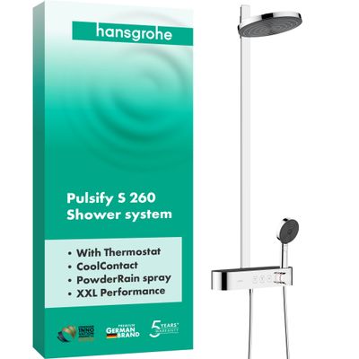 Hansgrohe Showerpipe Pulsify S 260 2-strahlig, mit AP-Brausethermostat, 1104 x 413 x 276 mm, Farbe chrom Bild 4