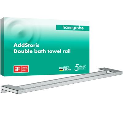 Hansgrohe Doppel-Badetuchhalter AddStoris, 32 x 124 x 124 mm, Farbe chrom Bild 2