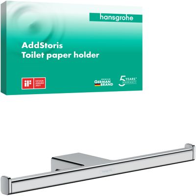 Hansgrohe Doppel-Papierrollenhalter AddStoris, ohne Deckel, 32 x 78 x 78 mm, Farbe chrom Bild 2