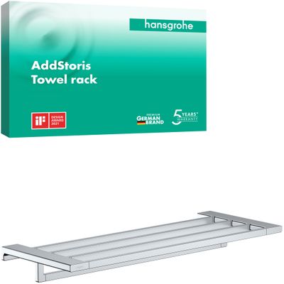 Hansgrohe Handtuchablage, mit Handtuchhalter AddStoris, 72 x 248 x 248 mm, Farbe chrom Bild 2