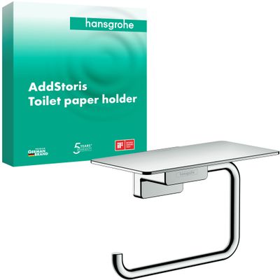 Hansgrohe Papierrollenhalter, mit Ablage, 77 x 80 x 80 mm, Farbe chrom Bild 2