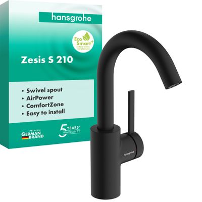Hansgrohe WTM 210 Zesis S, mit Schwenkauslauf, ohne Ablaufgarnitur mattschwarz Bild 2