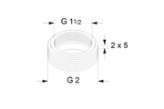 Grundfos Verbindungsstück Ausgleichsatz A 7, G 1 1/2" x G 2", RG, 2 x 5 mm Bild 3