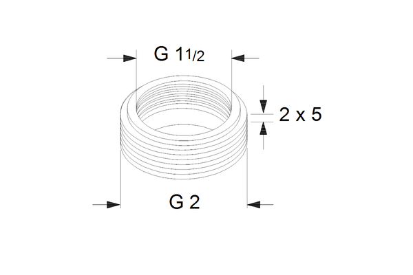Grundfos Ausgleichsstücke A 7, 2 x, G 1 1/2" x G 2", RG, 5 mm Bild 3