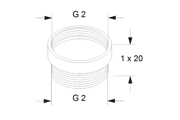 Grundfos Ausgleichsstücke A 9, 1 x, G 2" x G 2", RG, 20 mm Bild 3