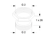 Grundfos Verbindungsstück Ausgleichsatz A 10, G 2" x G 2", GG, 1 x 26 mm Bild 3