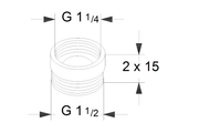 Grundfos Verbindungsstück Ausgleichsatz A 1, G 1 1/4" x G 1 1/2", RG, 2 x 15 mm Bild 3