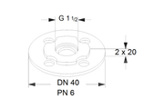 Grundfos Verbindungsstück Ausgleichsatz A 17, G 1 1/2" x DN 40, PN 6, GG, 2 x 20 mm Bild 3