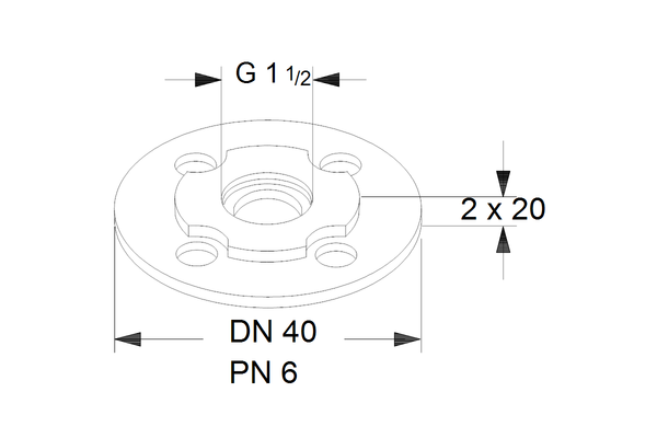 Grundfos Ausgleichsstücke A 17, G 1 1/2" x DN 40, PN 6, GG, 2 x 20 mm Bild 3