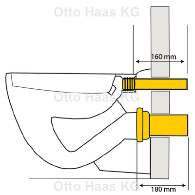 Otto Haas Anschlussgarnitur, für WC D= 90 mm mit 2 chromfarbenDeckkappen und Innenverbindung, 180 mm, Farbe nDeckkappen u Bild 3