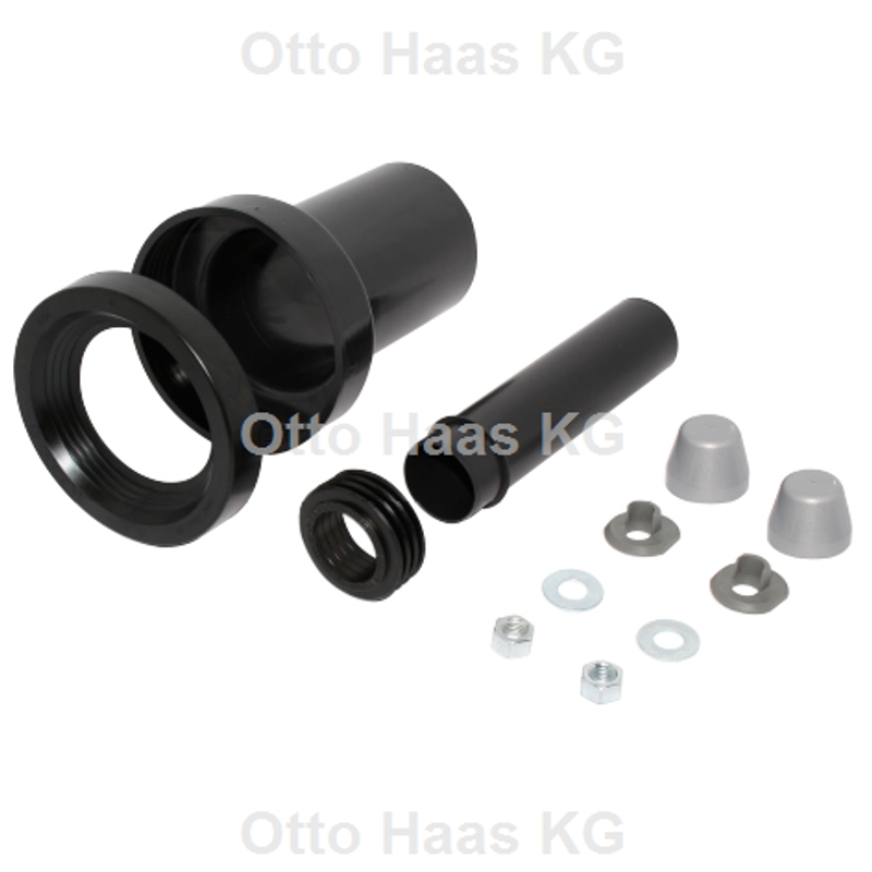 Otto Haas Anschlussgarnitur, für WC D= 90 mm mit 2 chromfarbenDeckkappen und Innenverbindung, 180 mm, Farbe nDeckkappen u Bild 1