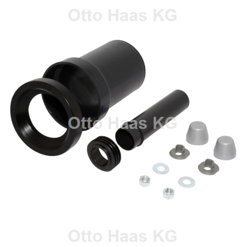 Otto Haas Anschlussgarnitur, für WC Durchmesser 110 mm mit 2 chromfarbenDeckkappen und Innenverbindung, 180 mm, Farbe nDeckkappen u Bild 1